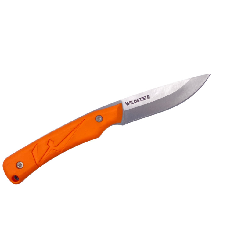 COUTEAU DE POCHE TROLL WILDSTEER PLIANT MANCHE ORANGE LAME BROSSÉE