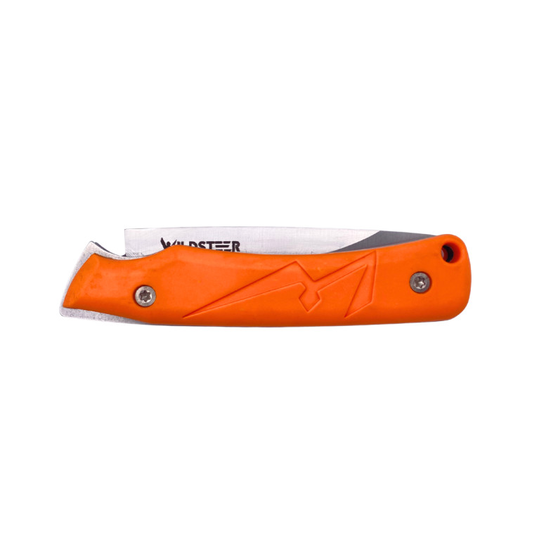 COUTEAU DE POCHE TROLL WILDSTEER PLIANT MANCHE ORANGE LAME BROSSÉE