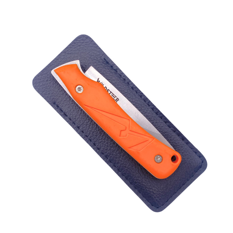 COUTEAU DE POCHE TROLL WILDSTEER PLIANT MANCHE ORANGE LAME BROSSÉE