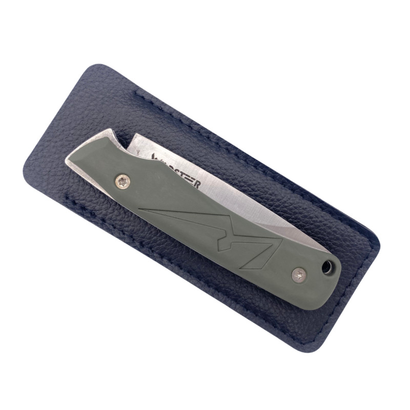 COUTEAU DE POCHE TROLL WILDSTEER PLIANT MANCHE KAKI LAME BROSSÉE