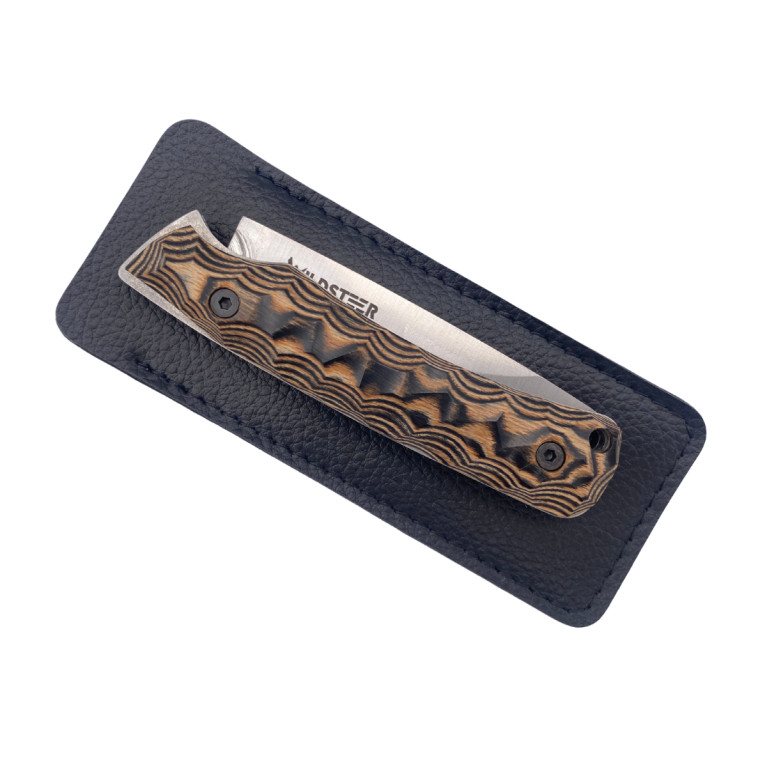 COUTEAU DE POCHE TROLL WILDSTEER PLIANT MANCHE PAKAWOOD MARRON TOXIFIÉ LAME BROSSÉE