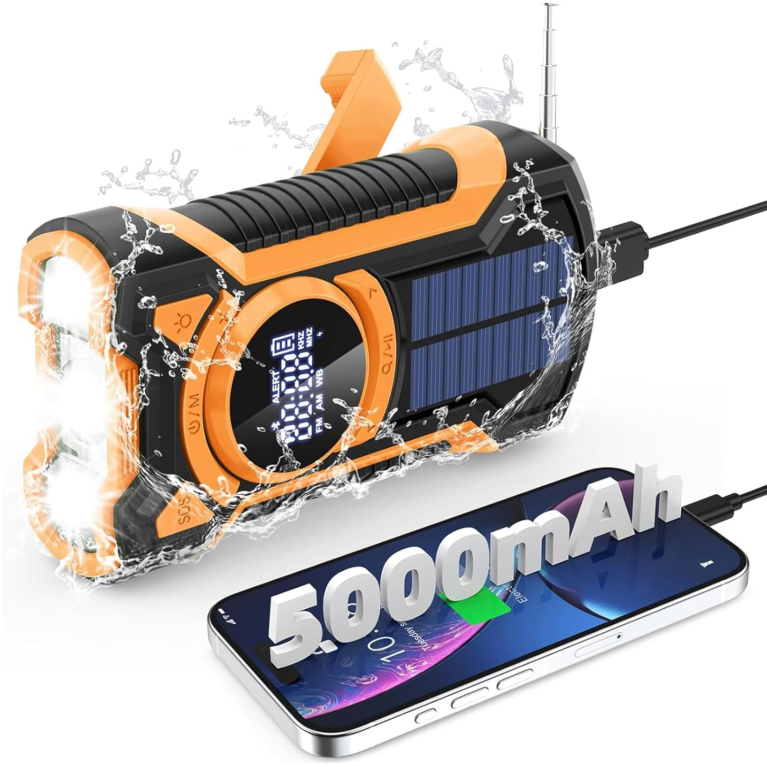 RADIO D'URGENCE FM/BLUETOOTH AVEC LED ET BATTERIE EXTERNE SOLAIRE