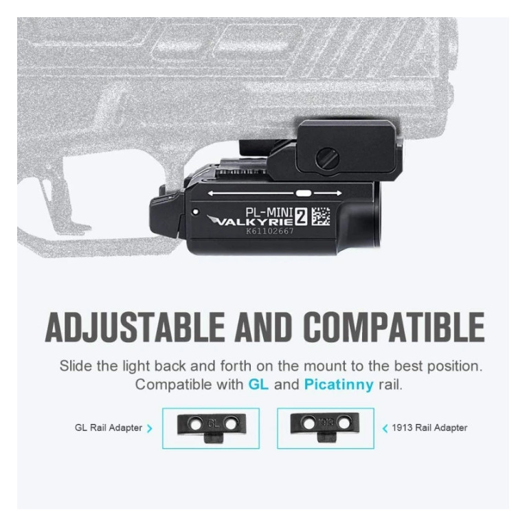 LAMPE PISTOLET OLIGHT VALKYRIE PL-MINI 2 - 600 LM NOIR