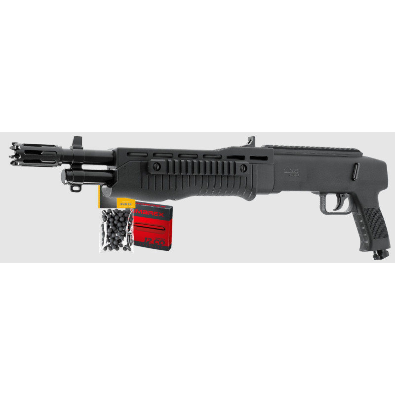PACK PACK FUSIL DE DÉFENSE T4E TB68 GEN2 CAL 68 - 16 J (100 BILLES, 5 CART CO2)