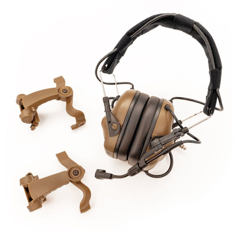 Casque de Tir EARMOR M32X MOD4 avec support casque FAST / ARC - Coyote